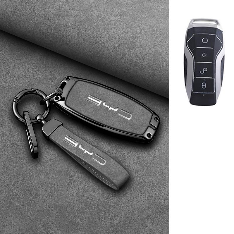 Car Key Case Cover Shell Fob for BYD Atto 3 Han EV Dolphin Lied Tang Dm Qin PLUS Song Pro MAX Yuan Zinc Alloy Protector Keychain