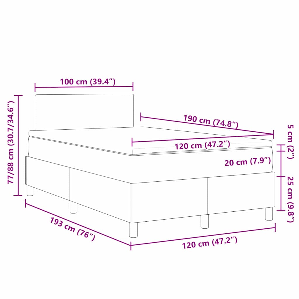 Box Spring Bed Dark Gray and White 120 X 190 Cm Corduroy Fabric