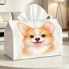 1pc Cute Corgi Tissue Box Suitable for Car & Office Decor, Compact Corgi-Themed Tissue Holder with Corgi, Tissue Dispenser for Vehicle Interior,, Cafe