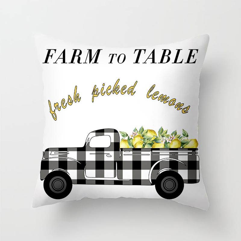 Home Decor Yellow Lemon Pattern Summer Cushion Cover Pillow Sofa Decorative