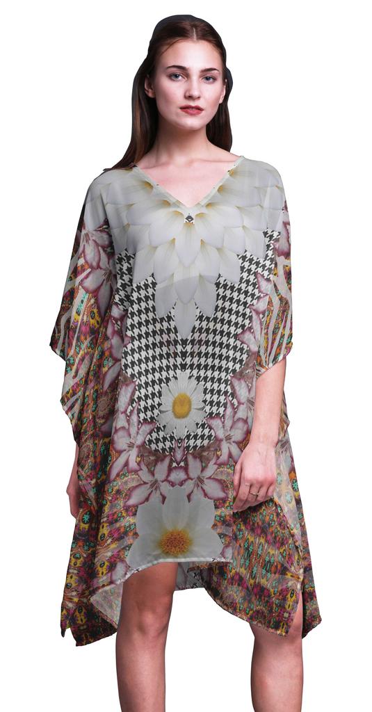 Phagun Short Caftan Midi Dress Beach Swimwear Cover up Womens Kaftan