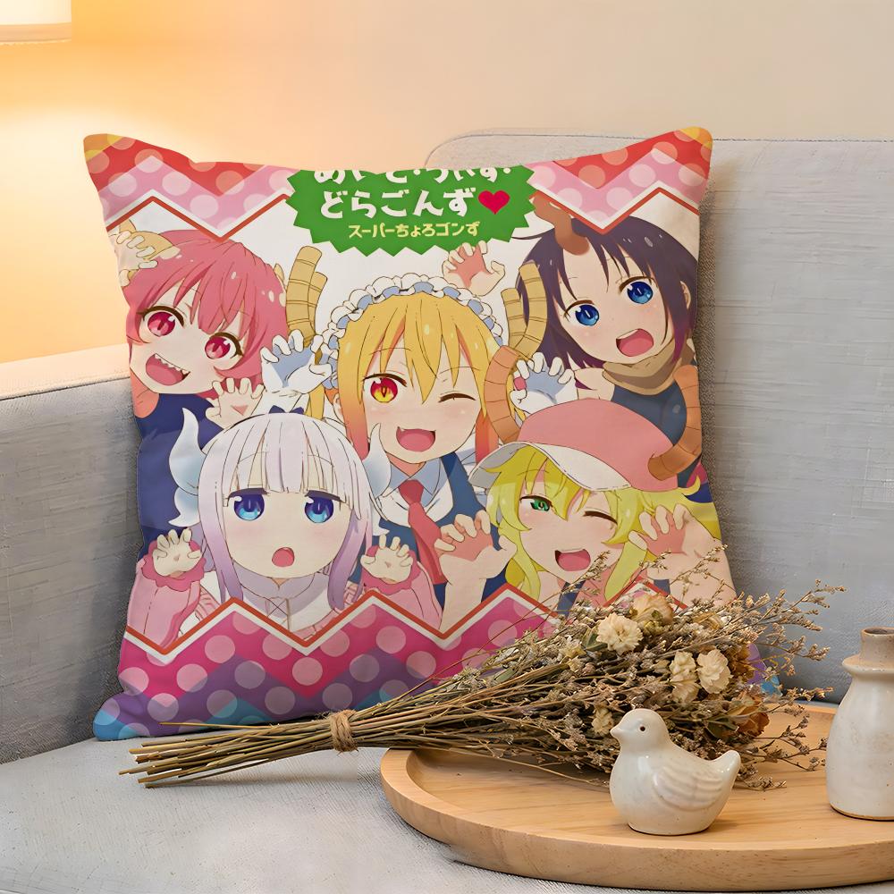 Cushion Cover Linen SkinFriendly Soft Decorative Case For Sofa Home Decor Miss Kobayashis Dragon Maid Pillow Cover