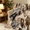 A Cute and Fun Animal-themed 2D Flat-print Flannel Blanket, Soft and Warm, Durable and Comfortable, a Perfect Gift for Family During Christmas or Vale