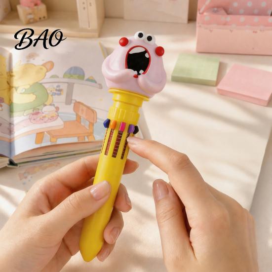 Student Prizes for Classroom 10 in 1 Cartoon Ballpoint Pen, Multicolor Press Retractable Pens, Pens Students Smooth Writing Stationery Supplies School