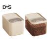 Grain Storage Barrel with Built-in Measuring Cup Clear Cover Large Capacity Wide Mouth Airtight Pet Food Container