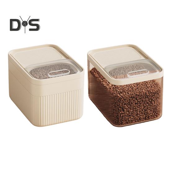 Grain Storage Barrel with Built-in Measuring Cup Clear Cover Large Capacity Wide Mouth Airtight Pet Food Container