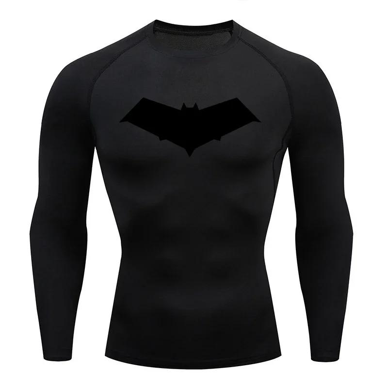Clothing Fitness Compression Running T-Shirt Men Tops Bat Printing T Shirts Men Quick-Drying Gym Sportswear Jersey Tee For Male