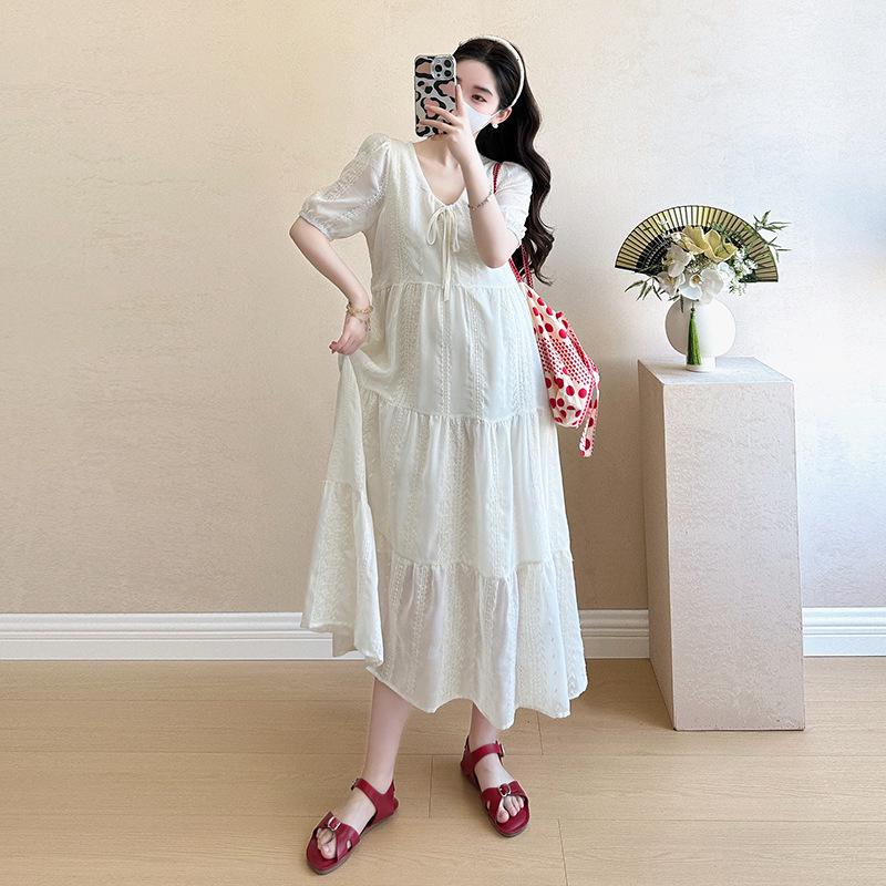 Maternity Summer Dress 2026: Simple, Fashionable Korean Loose Fit Plus Size with Embroidery