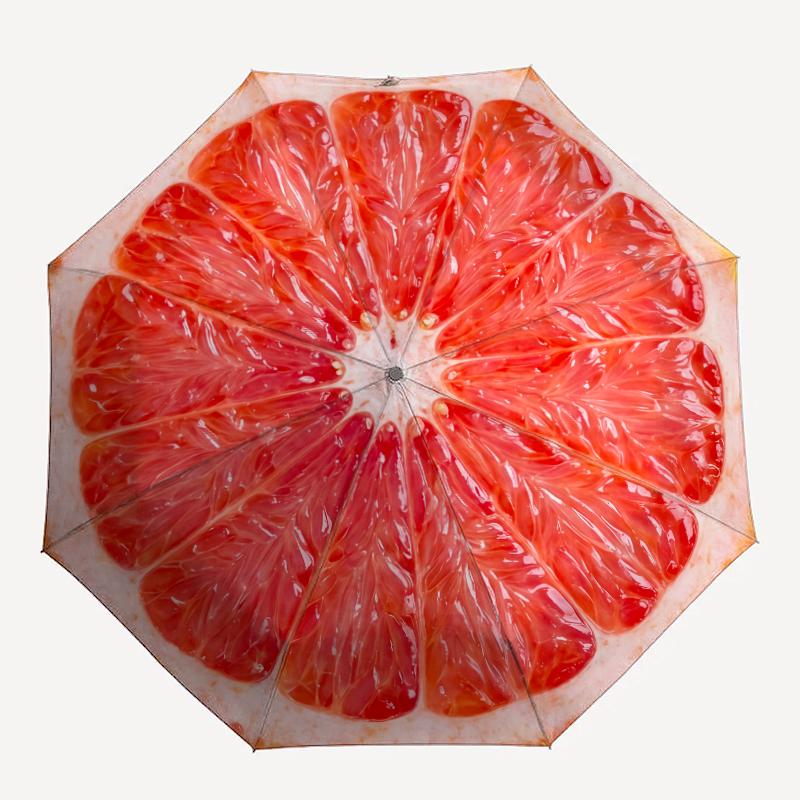 1 PC Automatic Folding Umbrella -Red fruitsPattern,Portable & Foldable Design with 8 Ribs,Christmas Birthday Gifts