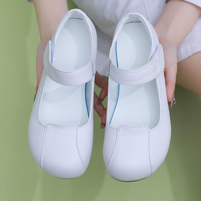 2cm Comfortable Flat Bottom Nurse Shoes Women's Soft Bottom Breathable Feet Wide Feet Fat Shoes Medical Shoe