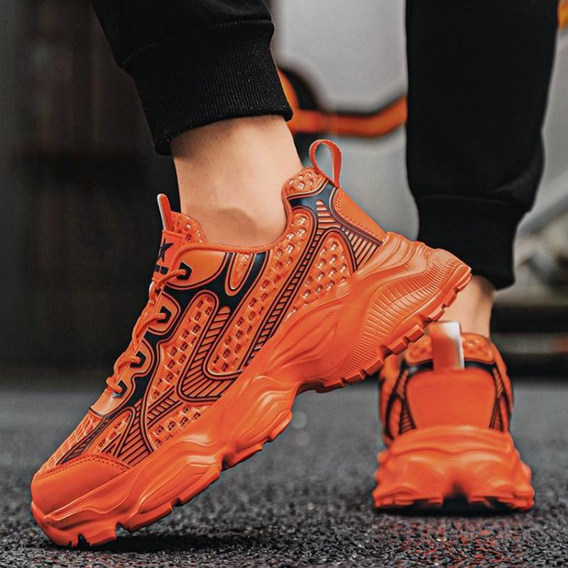 Fashion Yellow Male Sports Shoes Low-Top Mesh Upper Breathable Comfortable Athletic Light Walking On Sale Gym Jump Men's Casual Sneakers