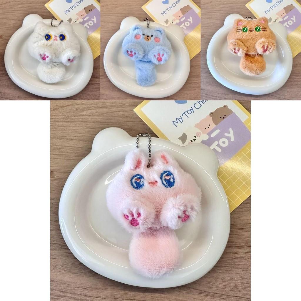 Adorable Plush Cat Doll Brooch Charm Cute Bear Rabbit Backpack Accessory Gift Ideal For Kids