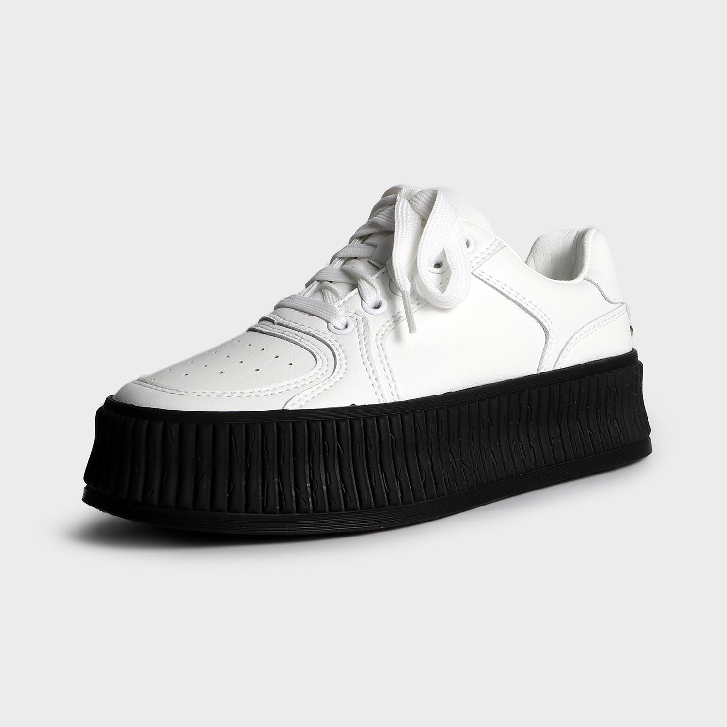 

2025 модные туфли на платформе-маффине, маленькие кожаные туфли, женские универсальные однотонные туфли на шнуровке спереди, в корейском стиле, кампусные, в стиле сладкого ветра, женские 40 чёрный