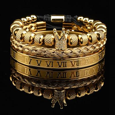 Set de Lux 3 Bucăți Farmece Coroană Brățară Bărbătească Aur Roman Brățări Femeie Mână Zircon Cadou de Ziua Îndrăgostiților Brățară Creativă