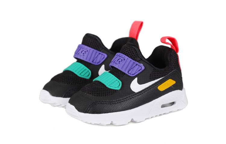 Nike Air Max 90 Cushioning Low top Running Shoes Black Purple Infant And Toddler 881924-014