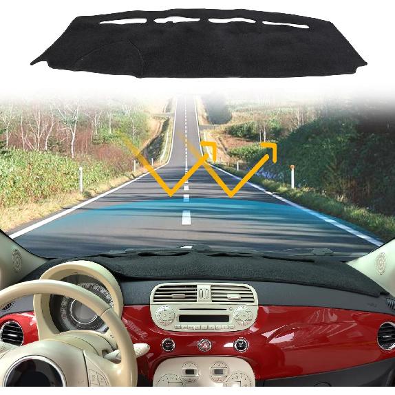 

LLKUANG Dash Cover Mat Dash Mat Compatible with Fiat 500 2008-2023 Polyester Car Dashboard Cover Sun Shade Pad Anti-Slip Dash Board Accessories чёрный
