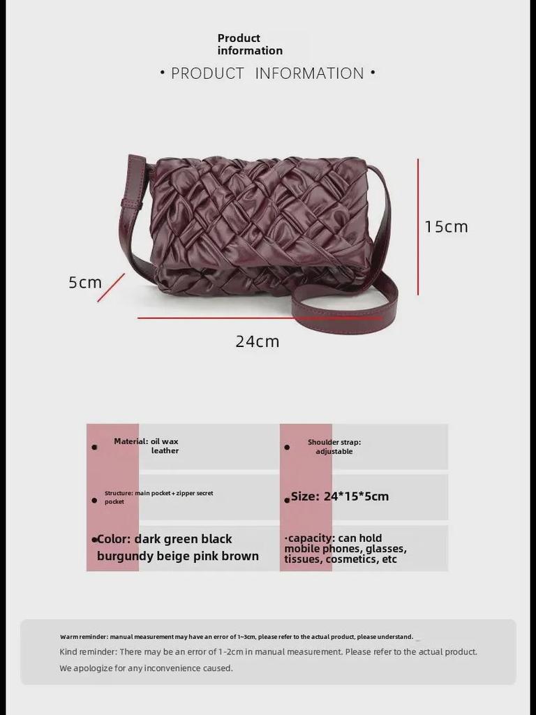 Modetrend 2024: BV Waxleer Sjaal Crossbody Tas met Geplooide Afwerking