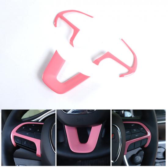 3XPink Car Steering Wheel Frame Trim Cover for 2015+ Dodge Challenger/Charger