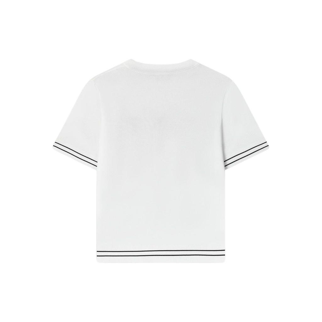 Fila Diamond Casual Round Neck Short Sleeve Knit Top Women Tops Steam-White F11W411404F-IV