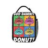 God Damnit Donut Cat Pop Art Insulated Lunch Bag Large Dungeon Crawler Carl Bag Tote Lunch Box College  Picnic Food Bag