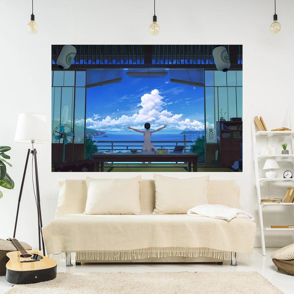 Japanese Comics Landscape Tapestry Office Living Room Decoration Home Wall Tapestry