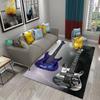 3D Water and Fire Guitar Carpet Music Enthusiast Carpets for Living Room Bedroom Decoration Kitchen Bathroom Non-slip Floor Mats
