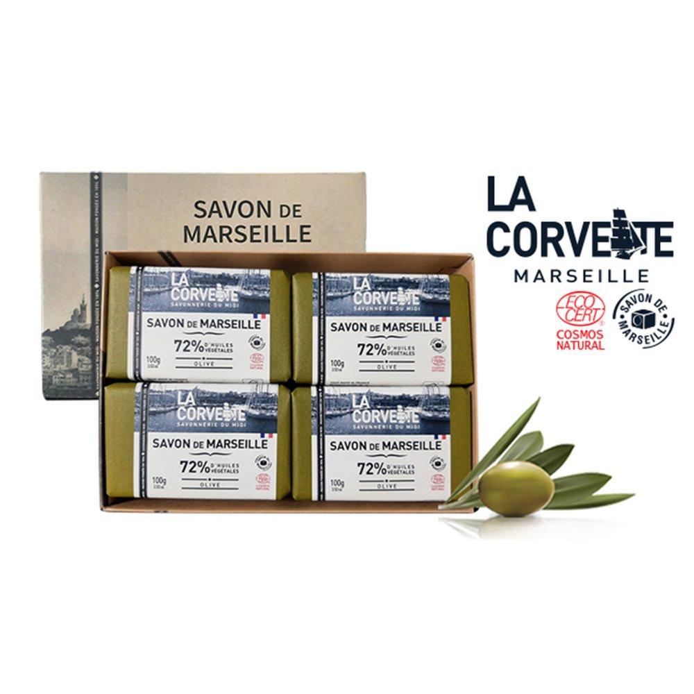 [la covete] Jabón natural de oliva de Marsella 100 g, set de 4 piezas