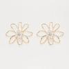 Vintage irregular openwork flower diamond earrings, exaggerated design, fashionable gold lava line stud earrings