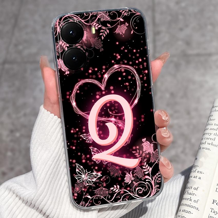 Initial Letter A-Z Fashion Phone Case For Xiaomi Poco X7 X6 X5 X4 X3 Pro C85 C75 C71 C51 C50 Black TPU Soft Silicone Protective Shell For Xiaomi Cover