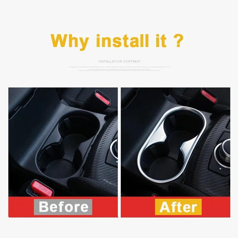 Stainless Steel Car Rear Seat Water Cup Holder Coffee Bottle Placement Covers Trim For Mazda CX-5 CX5 2017 2018