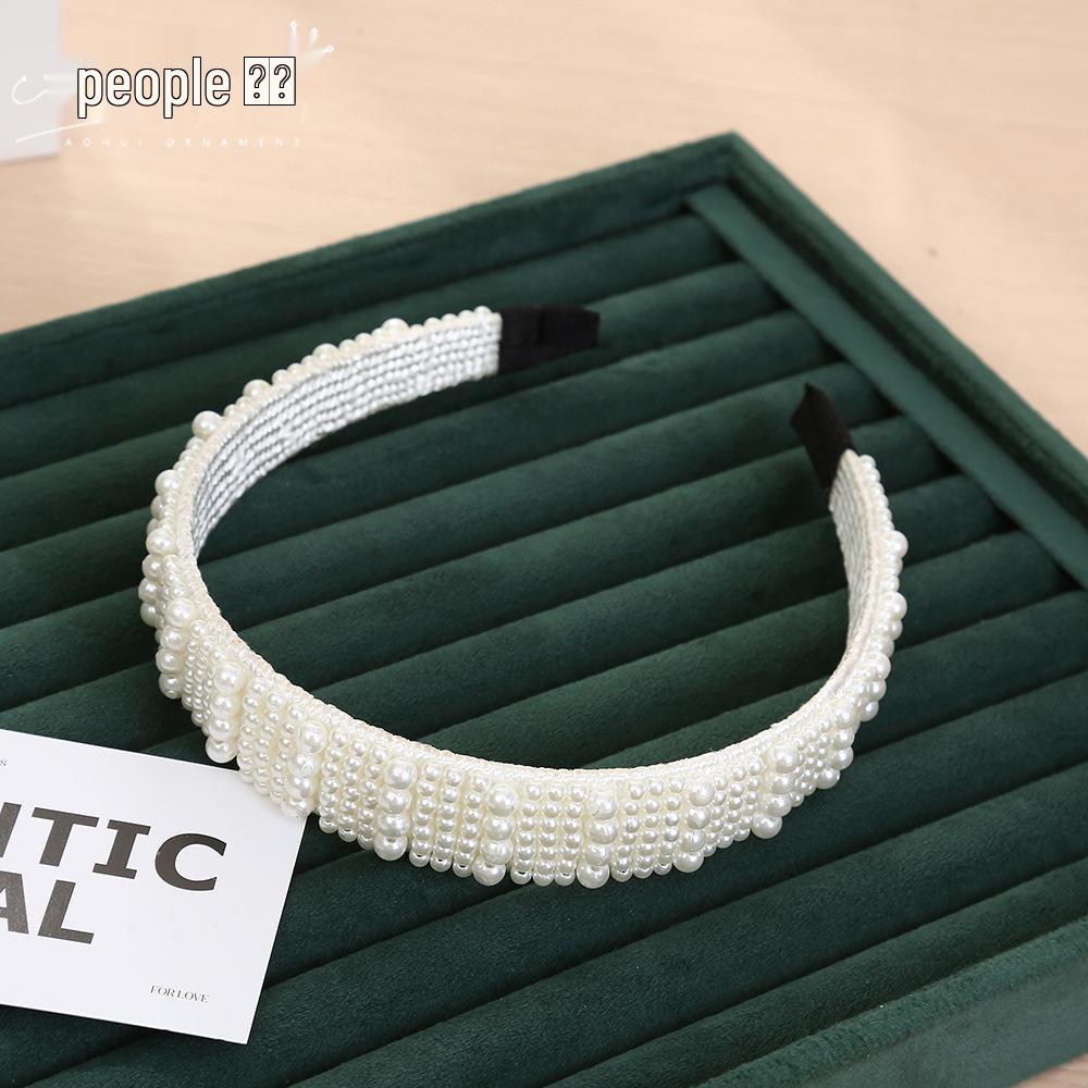 Handwoven Faux Pearl Headband & Bow Hair Clip Set for Brides