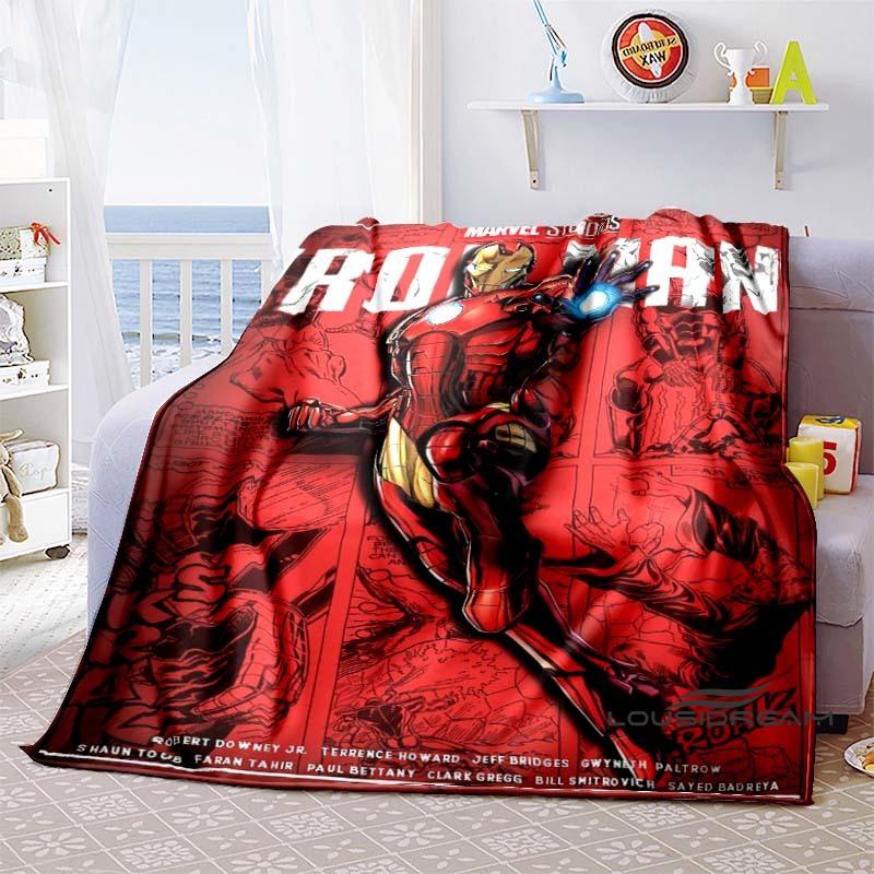 Iron Man Cartoon Comic Funny Expression Blanket, Warm Flannel Sofa Blanket, Home, Bedroom, Travel.