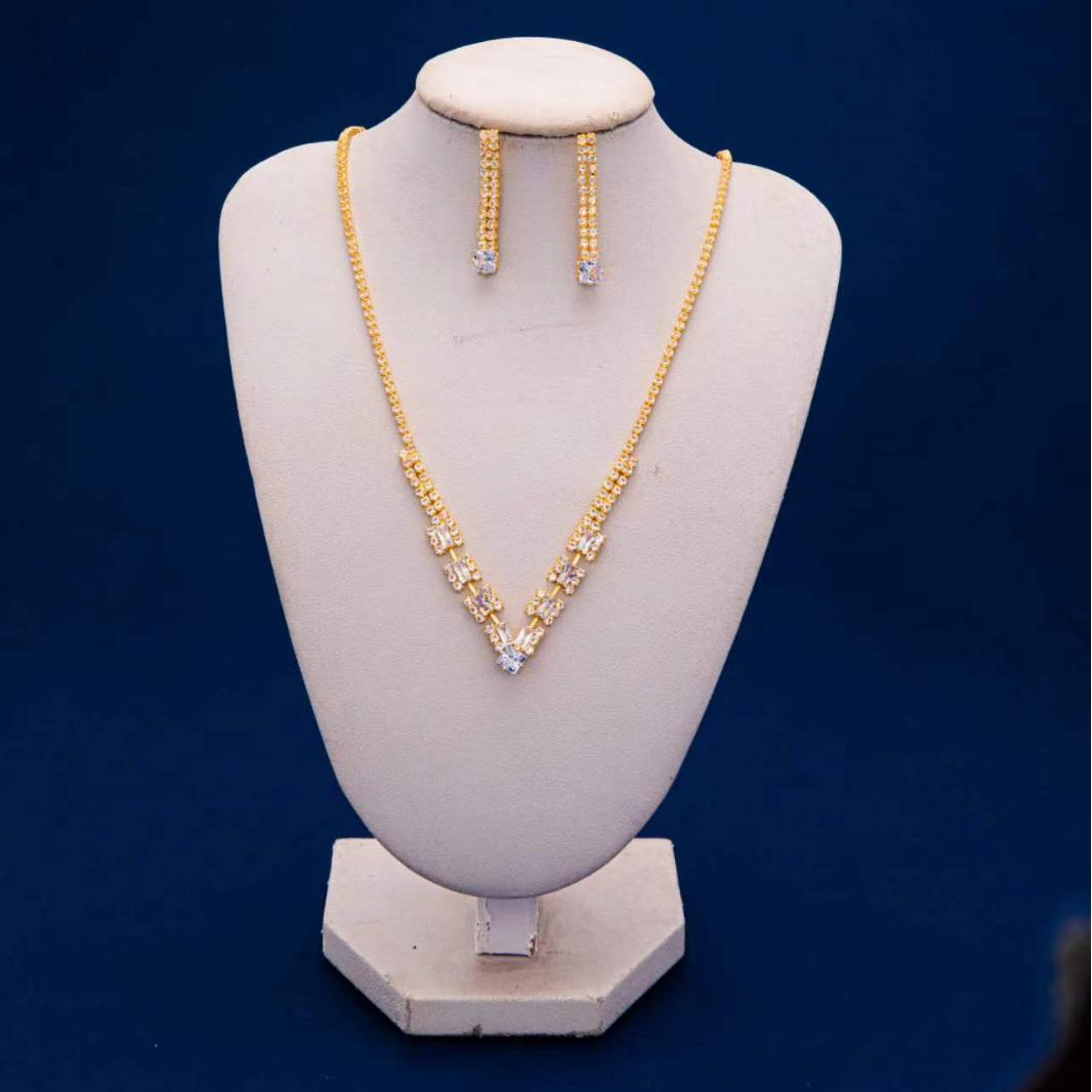 Elegant European  American Necklace and Earring Set - Versatile Bridal and Evening Wear Jewelry