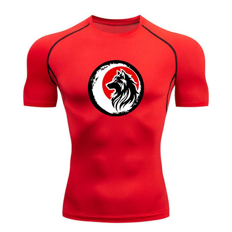 Men's Quick Dry Compression Workout T-Shirt, Athletic Wolf P