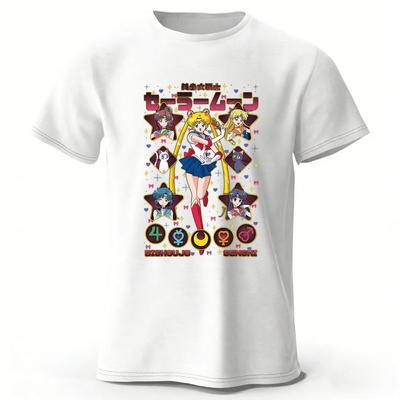Letnia Nowa Sailor Moon Styl Retro Czysta Bawełna Koszulka Męska Damska Codzienna Moda Casual Wygodna Duże Rozmiary Krótkie Rękawy