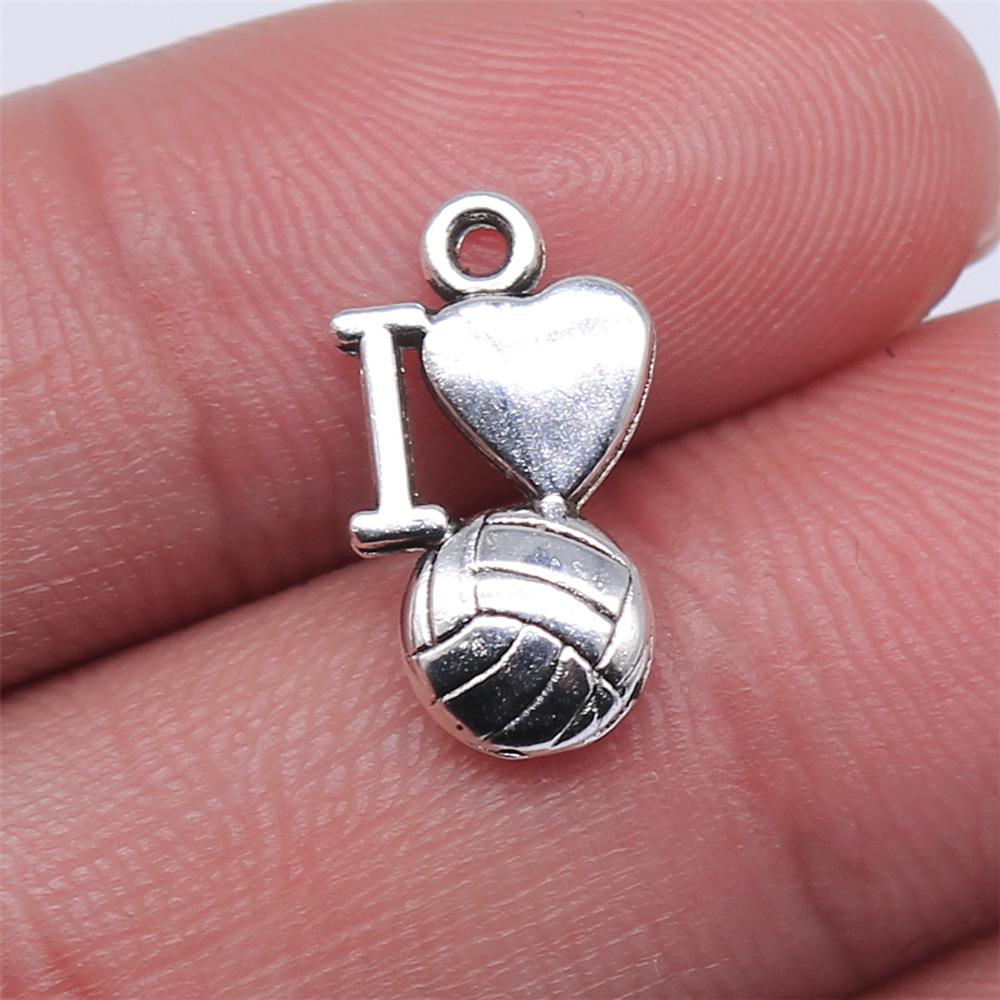 20pcs Sport Charms Volleyball Charms For Jewelry Making Antique Bronze Silver Color Pendants DIY Crafts Making Findings