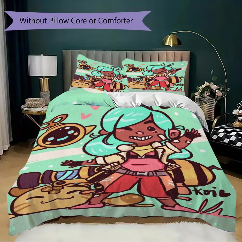 Slime Rancher-inspired Pattern Bedding,Quilt Set Quilt Cover Pillowcase Home Birthday Gift (1*duvet Cover+2*pillowcase,without core)XSJT0917187