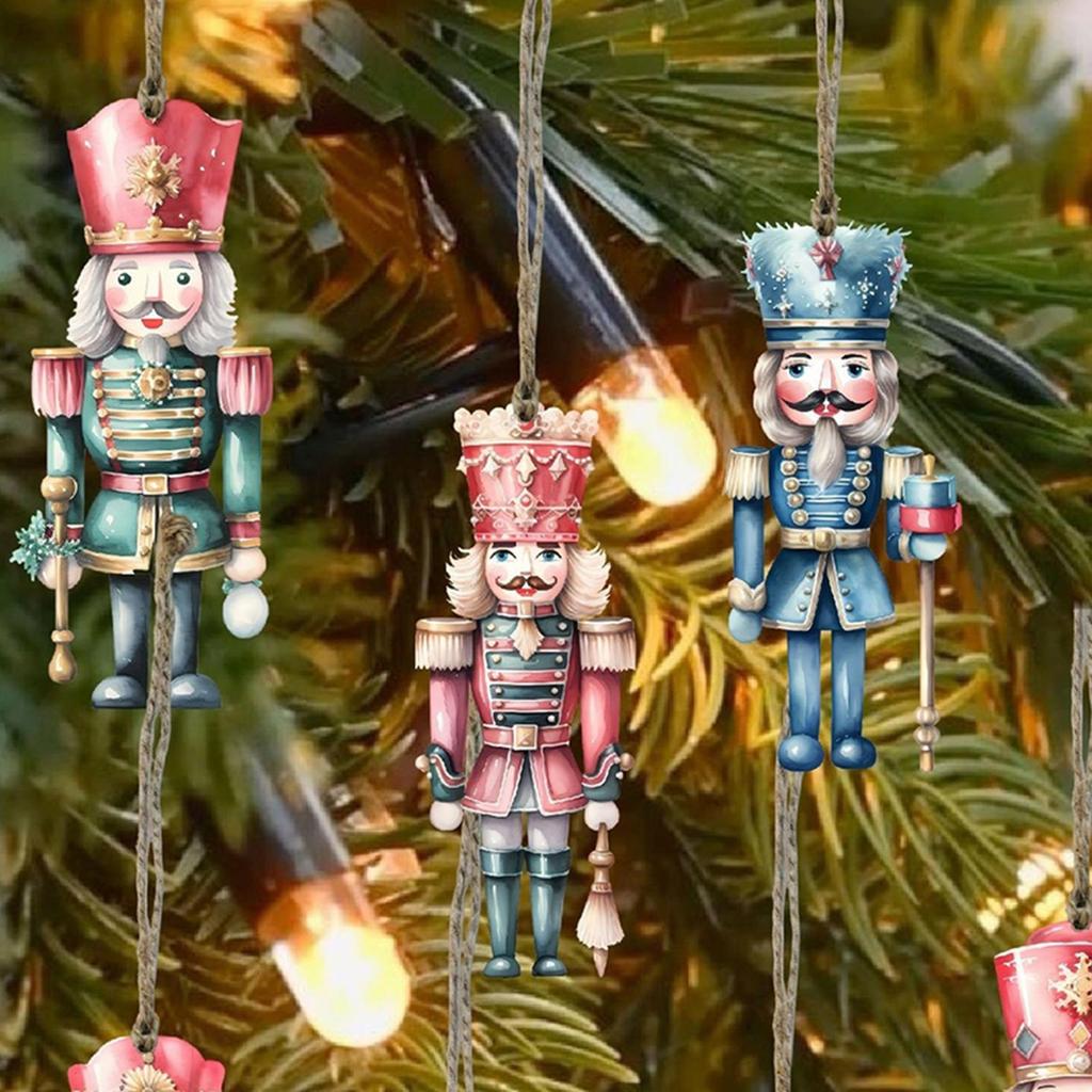 Nutcracker Ornaments For Christmas Tree Wooden Decorations 24Piece Nutcracker Christmas Figurines For Indoor Winter Ceiling