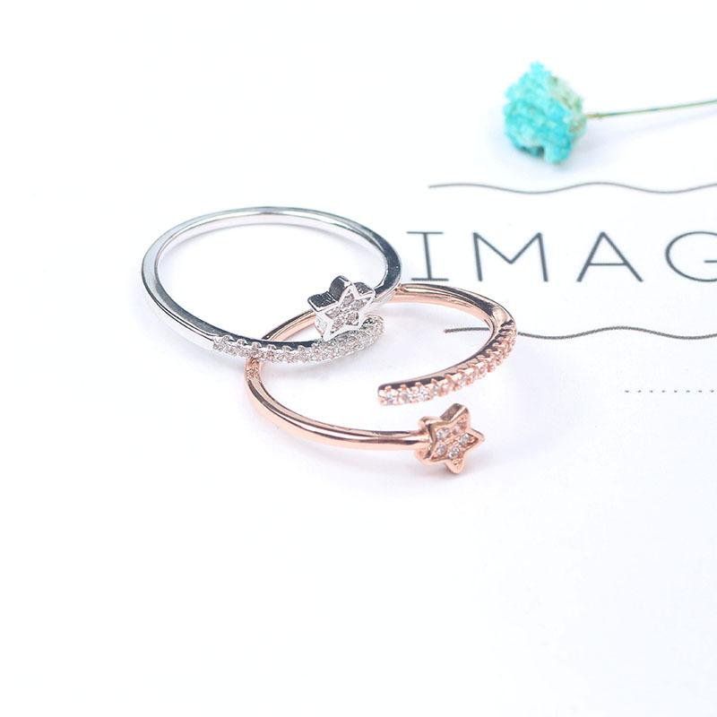 J699 Simple Star Zircon Ring, Fashionable Open Color Retention Ring, Temperament Ring For Women
