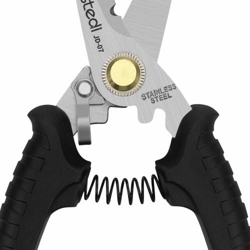 Stedi All-Purpose Black Electrician's Scissors, High-Hardness Stainless Steel Cable Cutter (For Electrical Cords, Fabric, Metal, Carpet, Paper)