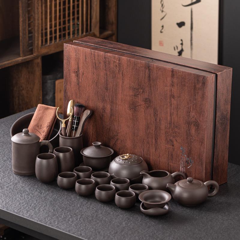 High-grade Purple Sand Kung Fu Tea Set Gift Box, a Complete Set of Ceramic Teapots, Teacups, Tea Ceremony Business Commemorative Gifts