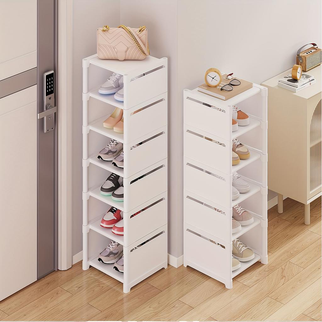 Metal Frame Shoe Rack Multi-Tier Fabric Shelves Space Saving for Sneakers Sandals Entryway Easy Assembly Holiday Storage