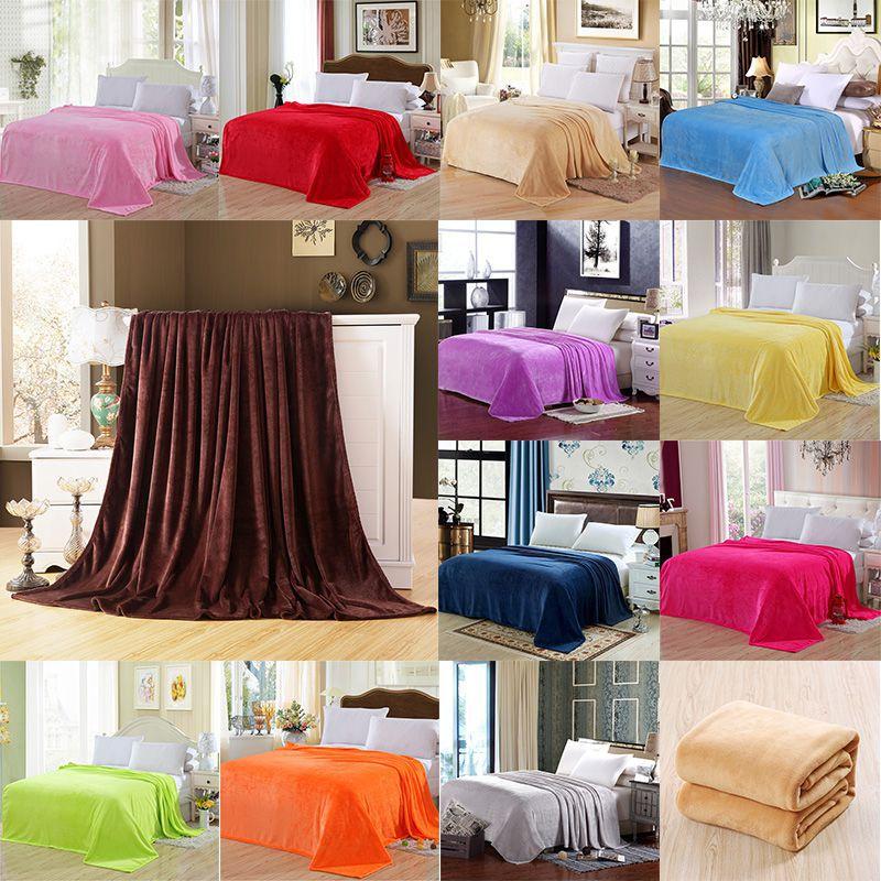 Sumptuous 22 Solid Colors Flannel Plush Fleece Blanket Perfect For Sofa Relaxation