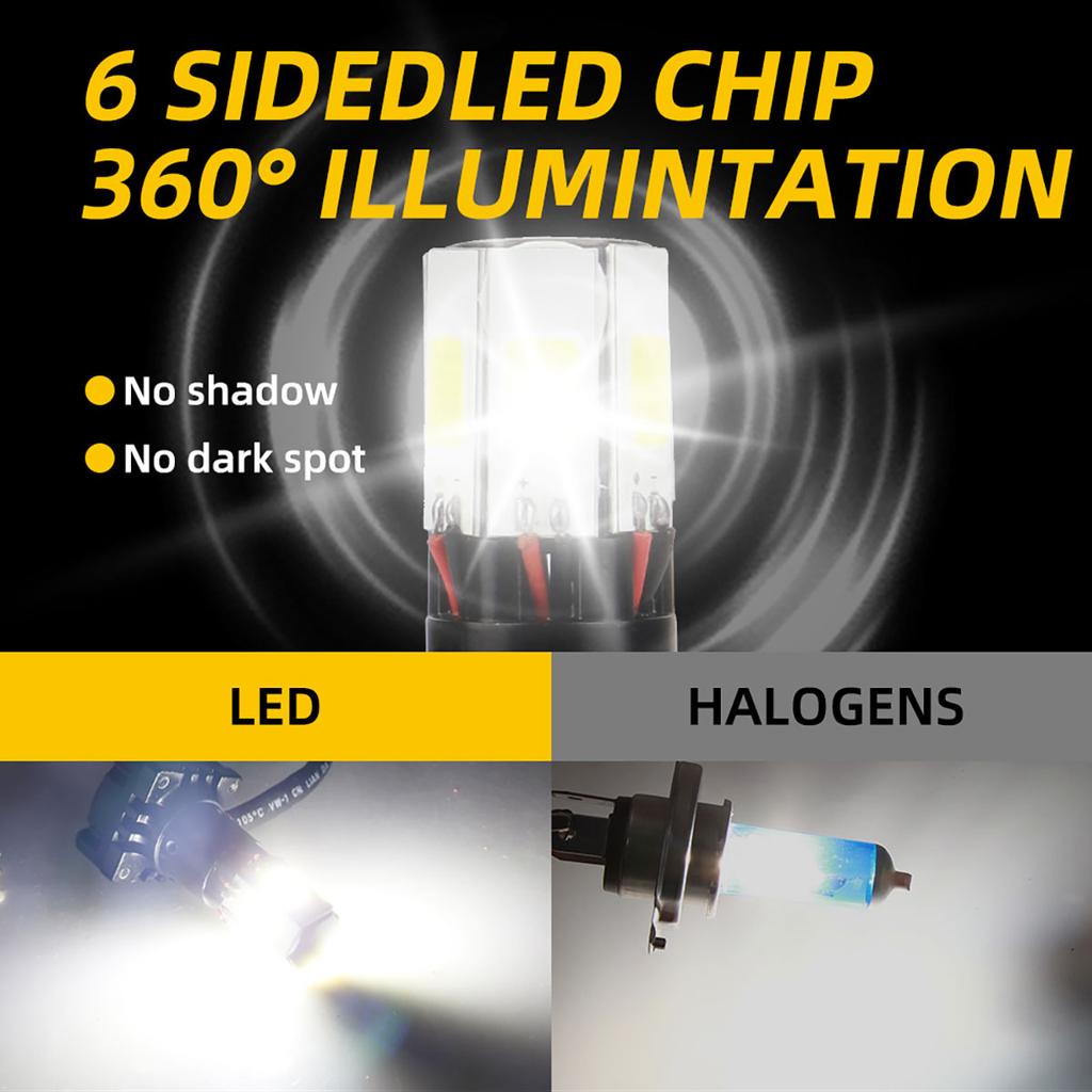 Motorcycle Headlights Fog Lights COB LED Flash Light Integrated External Drive 6/4/3 Side White Light Waterproof Universal 12V