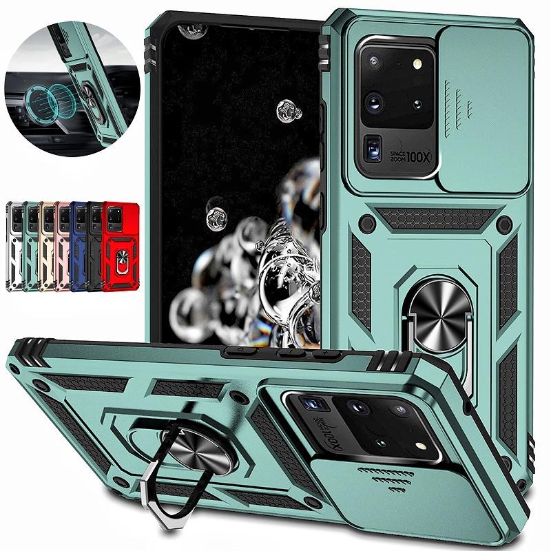 Shockproof Armor Case For Samsung Galaxy S20 Ultra 5G Magnetic Holder Ring Slide Camera Lens Cover For Galaxy S20 + Plus S 20 FE