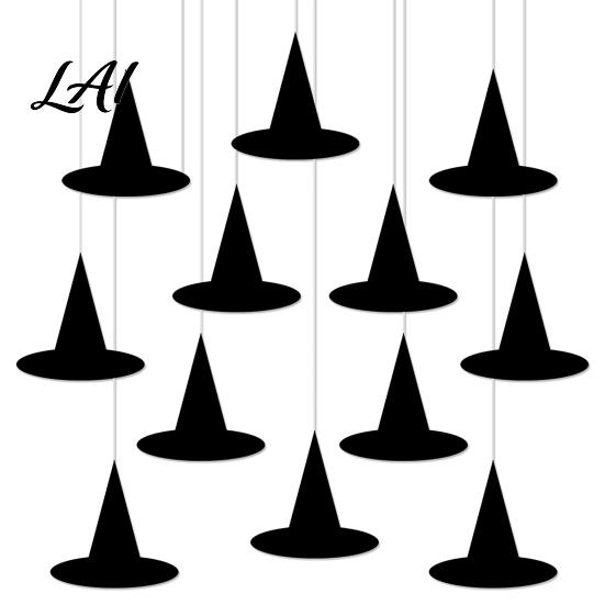 Ghost Pumpkin Bat Decor Accessories 12Pcs Halloween Witch Hat Hanging Ornaments Paper Banner Decorations Decorative Ornaments Spooky Party