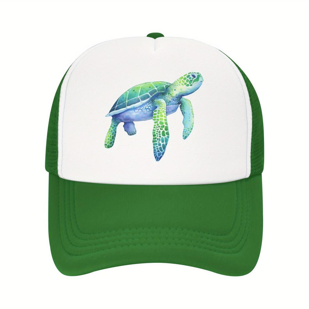 Schildkröte Grafik Trucker Cap Verstellbar Atmungsaktiv Netz Baseballkappe für Erwachsene Reisen