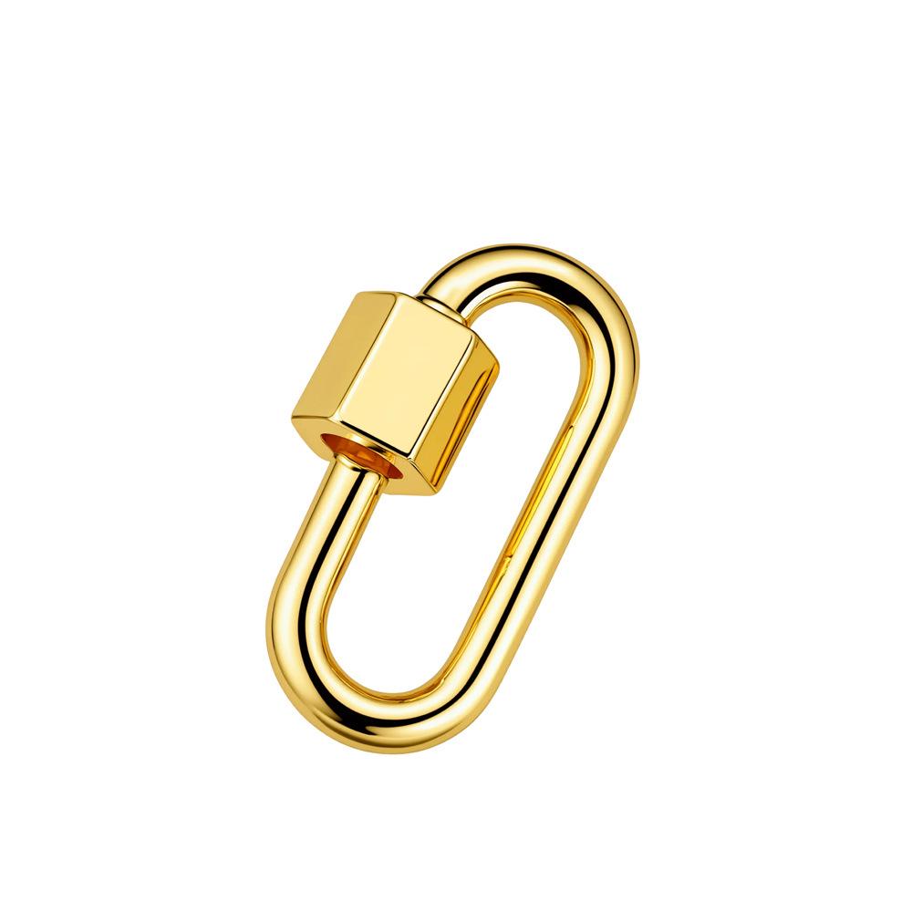 Geometric 18K Gold-Plated Heart & Oval Necklace Clasp Keychain DIY Accessory