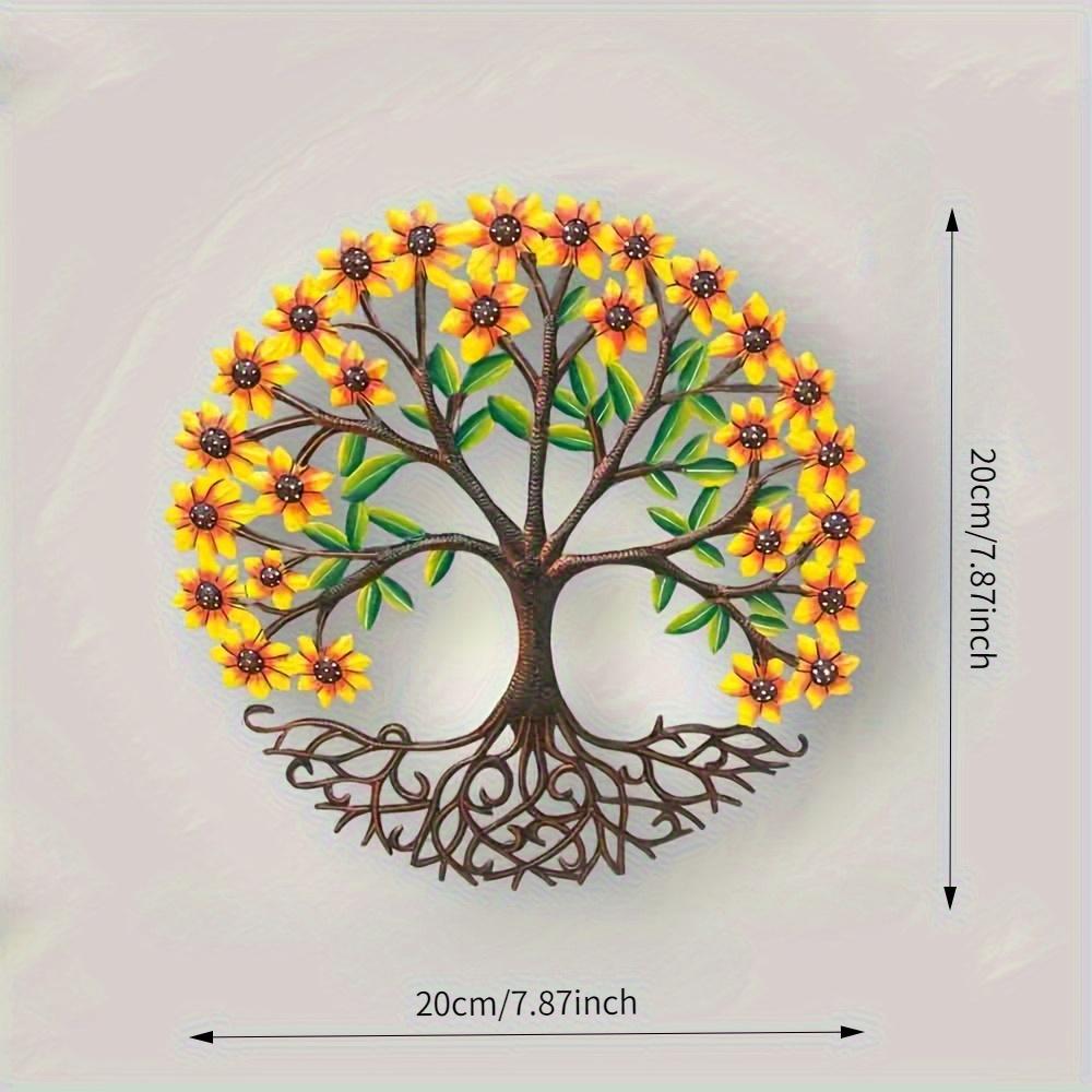 1pc Vibrant Sunflower Tree of Life Wall Art - Bohemian Root-Heavy Tree of Life Panel, Durable Metal Indoor/Outdoor Decoration