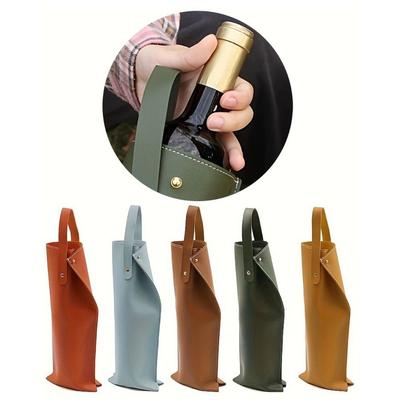 Luxury Reusable Wine Packaging Bag Protective Design Faux Leather Wine Bottle Bag with Handle Beer Gift Bag Christmas Gift